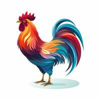 gallo aislado en blanco antecedentes. vector ilustración en dibujos animados estilo. ai generado foto