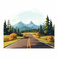 Road in the mountains. Vector illustration of a road through the mountains. Ai Generated photo