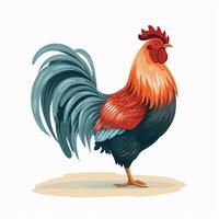 gallo aislado en blanco antecedentes. vector ilustración en dibujos animados estilo. ai generado foto