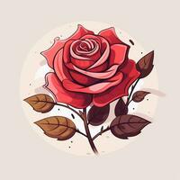hermosa rojo Rosa en un ligero rosado antecedentes. vector ilustración. ai generado foto