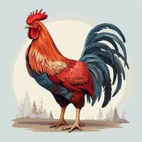 gallo aislado en blanco antecedentes. vector ilustración en dibujos animados estilo. ai generado foto