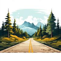 Road in the mountains. Vector illustration of a road through the mountains. Ai Generated photo