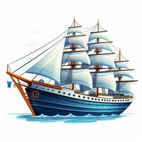 Sailing ship isolated on white background. Vector illustration. Eps10 Ai Generated photo