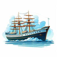 Sailing ship isolated on white background. Vector illustration. Eps10 Ai Generated photo