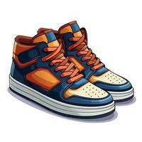 zapatillas aislado en blanco antecedentes. vector ilustración en dibujos animados estilo. ai generado foto