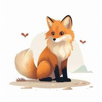 Vector illustration of a cute fox on a background of flowers and hearts. Ai Generated photo