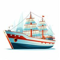 Sailing ship isolated on white background. Vector illustration. Eps10 Ai Generated photo