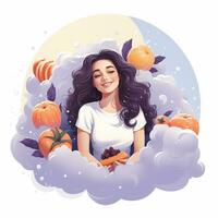 hermosa joven mujer vector ilustración. ai generado foto