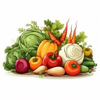 Vegetables on a white background. Vector illustration for your design Ai Generated photo