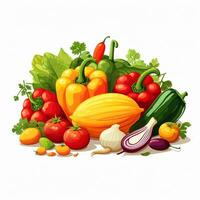 vegetales en un blanco antecedentes. vector ilustración para tu diseño ai generado foto