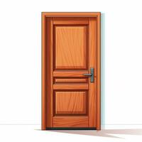 Wooden door isolated on white background. Realistic vector illustration. Ai Generated photo