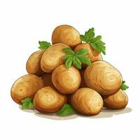 Potatoes with green leaves isolated on white background. Vector illustration. Ai Generated photo