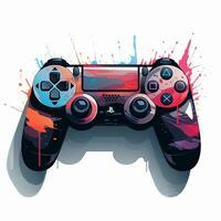 Gamepad with colorful watercolor splashes on white background. Vector illustration. Ai Generated photo
