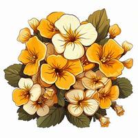 Bouquet of pansy flowers on white background. Vector illustration. Ai Generated photo