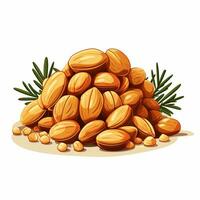 Illustration of pistachio nuts with leaves on a white background Ai Generated photo