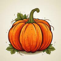 Pumpkin on a light background. Vector illustration in sketch style. Ai Generated photo