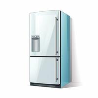 refrigerador aislado en blanco antecedentes. realista vector ilustración. ai generado foto