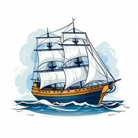 Sailing ship on the sea. Vector illustration for your design. Ai Generated photo