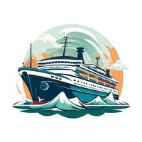 Sailing ship on the sea. Vector illustration for your design. Ai Generated photo