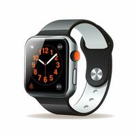 Smart watch with black strap isolated on white background. Vector illustration. Ai Generated photo