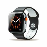 Smart watch with black strap isolated on white background. Vector illustration. Ai Generated photo