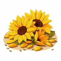 Sunflower seeds and chamomile flowers. Vector illustration. Ai Generated photo