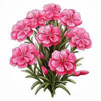 Bouquet of pink flowers isolated on white background. Vector illustration. Ai Generated photo