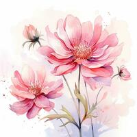 hermosa acuarela Rosa ramo de flores en blanco antecedentes. vector ilustración. ai generado foto