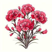 Bouquet of pink flowers isolated on white background. Vector illustration. Ai Generated photo