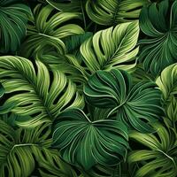 Seamless pattern with monstera leaves. Vector background for your design Ai Generated photo