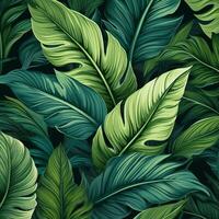 Seamless pattern with monstera leaves. Vector background for your design Ai Generated photo