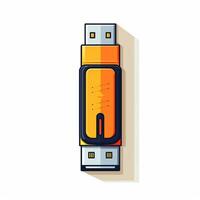 USB flash drive isolated on white background. 3d vector illustration. Ai Generated photo