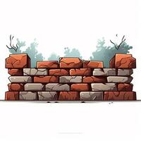 Vector illustration of a stone wall, isolated on a white background. Ai Generated photo