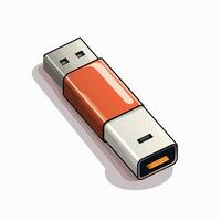 USB flash drive isolated on white background. 3d vector illustration. Ai Generated photo