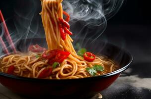 Tempting generative AI spicy noodles photo