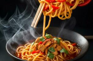 Tempting generative AI spicy noodles photo