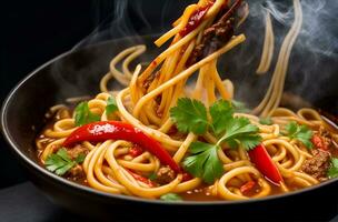 Tempting generative AI spicy noodles photo