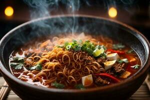 Tempting generative AI spicy noodles photo