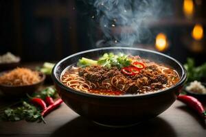 Tempting generative AI spicy noodles photo