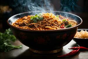 Tempting generative AI spicy noodles photo