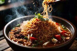 Tempting generative AI spicy noodles photo