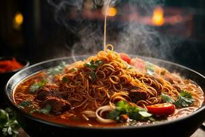 Tempting generative AI spicy noodles photo