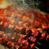 Savory Shish Kebab with a hint of spice Generative AI photo