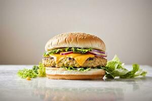 Juicy Cheese Burger by Generative AI photo