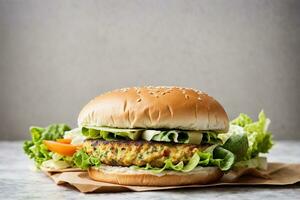 Juicy Cheese Burger by Generative AI photo