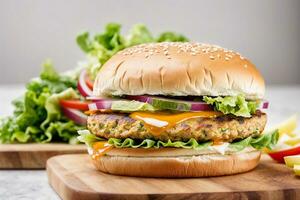 Juicy Cheese Burger by Generative AI photo