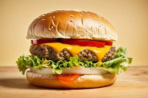 Tempting cheese burger with Generative AI photo