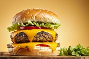 Tempting cheese burger with Generative AI photo