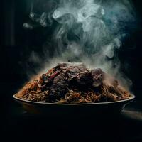 A Mouthwatering Biryani with Basmati Rice that was Absolutely Delicious by Generative AI photo