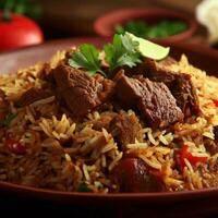 Delightful Basmati Biryani Perfection by AI Creation photo